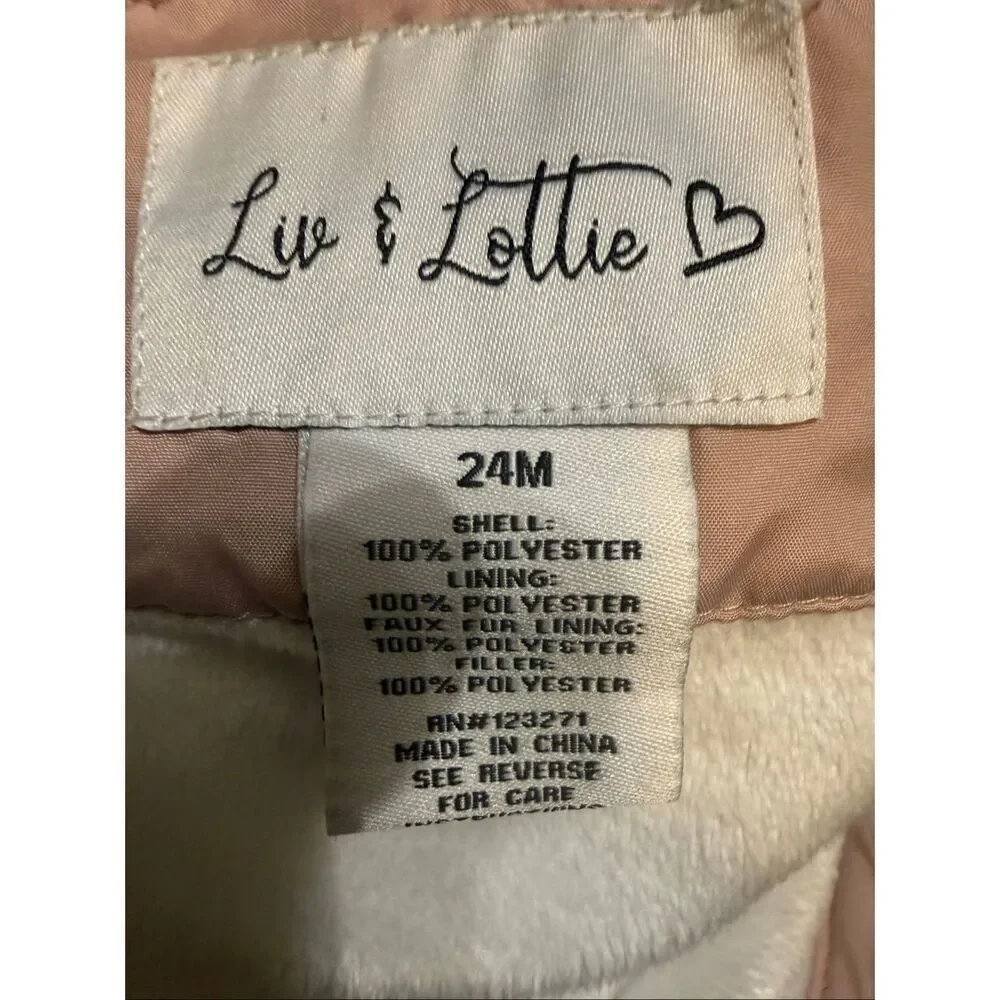 Liv & Lottie Toddler Quilted Heart Fur-Lined Jacket Blush Pink Size 24 Months